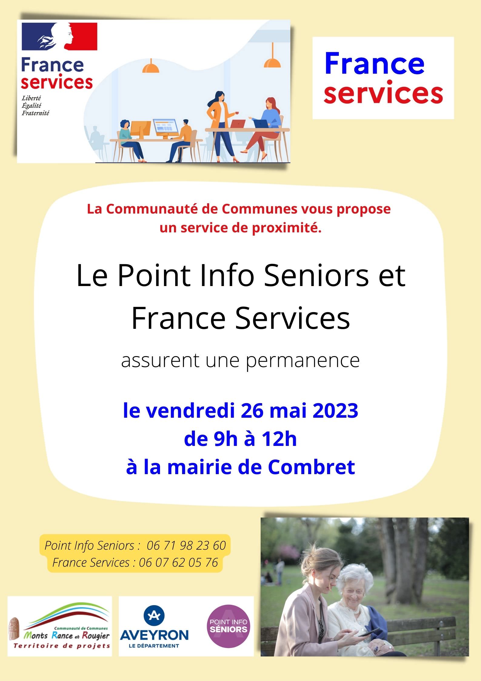 Lire la suite à propos de l’article Permanences Point Info Seniors et France Services le vendredi 26 mai de 9h à 12h