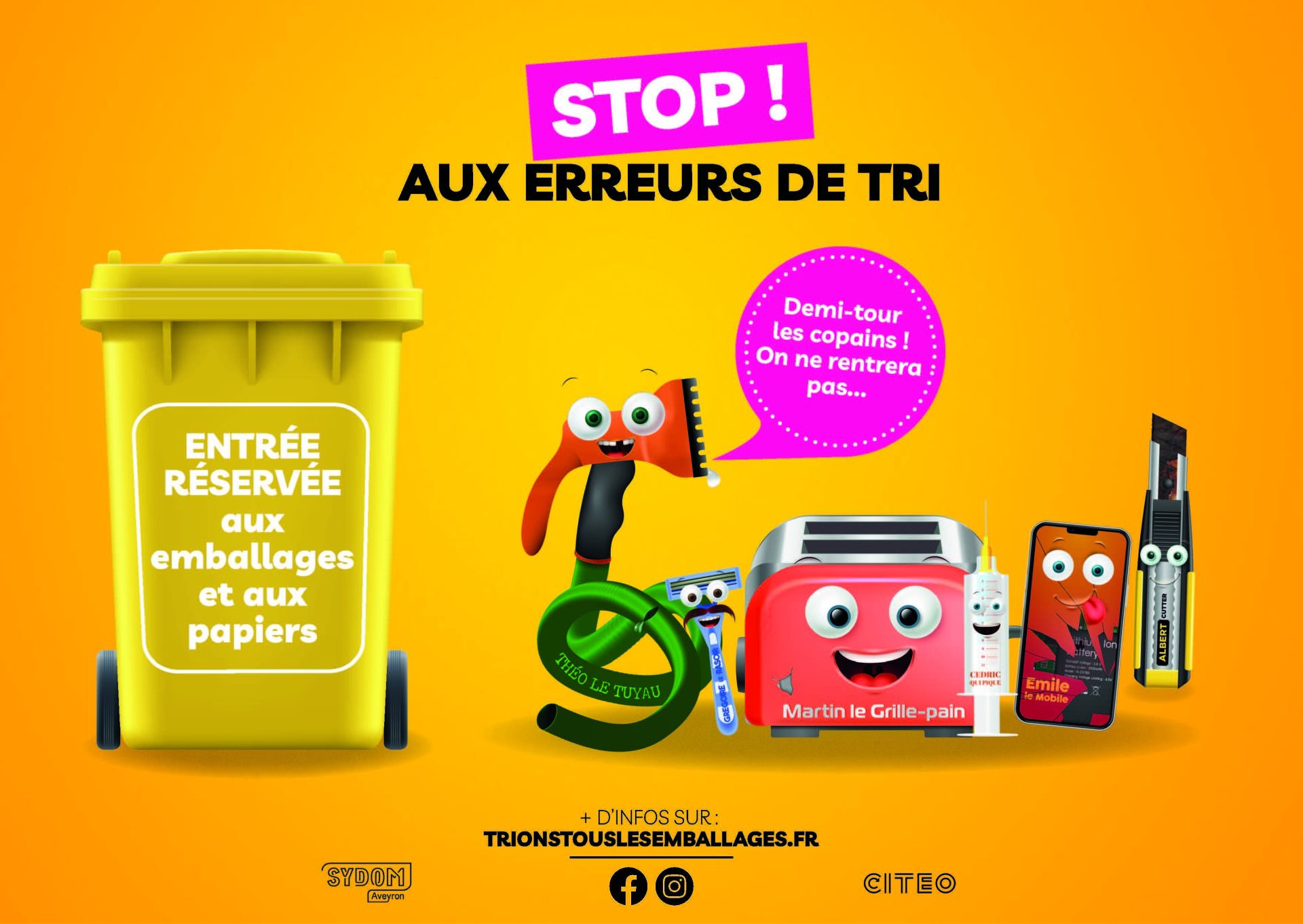 Lire la suite à propos de l’article Campagne du SYDOM : Stop aux erreurs de tri!